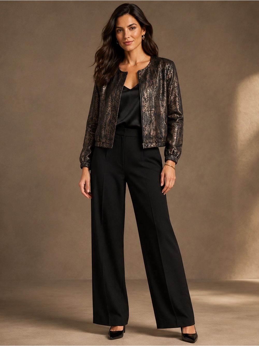 NWT INC International Concepts Going Global Deep Black snakeskin print jacket M